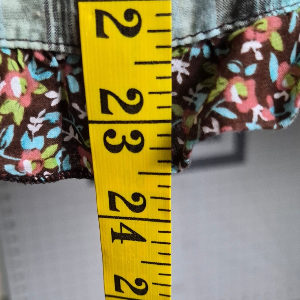 Mossimo Supply y2k 90s Plaid Floral Ruffle Cami Top Mint Brown Small Babydoll - Picture 11 of 11